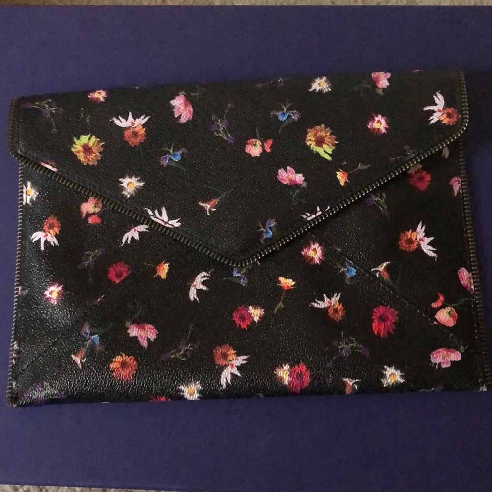 Rebecca Minkoff Black Floral Envelope Clutch